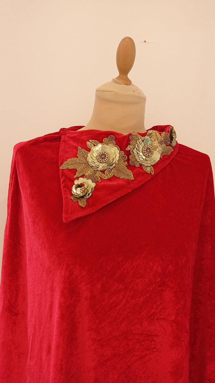 Cherry Red Velvet Cape