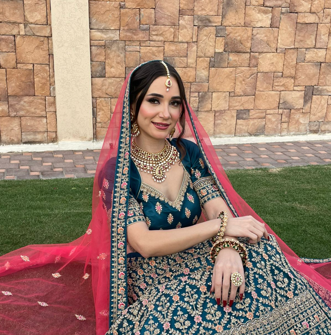 Simina Imitation Ruby and Polki Diamond Kundan Necklace, Earrings and Teeka Bridal Jewellery Set