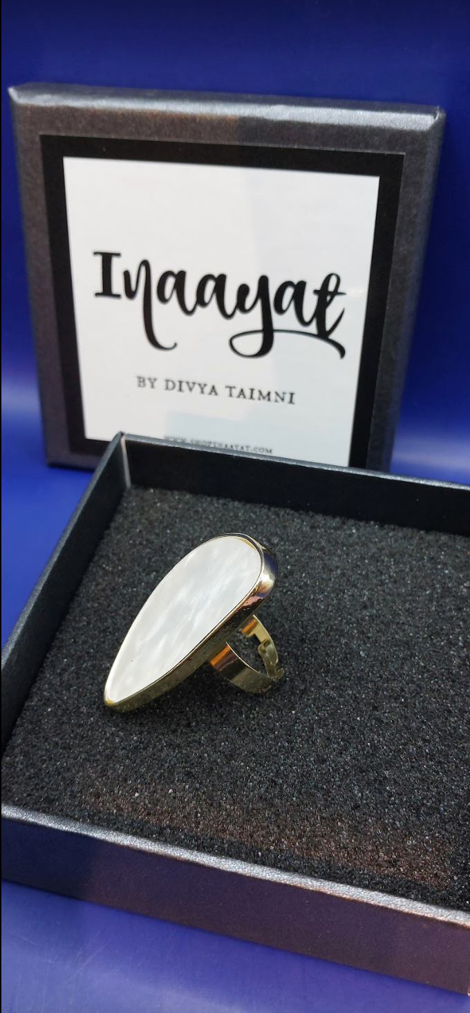 White Mother-of-Pearl Cocktail Ring