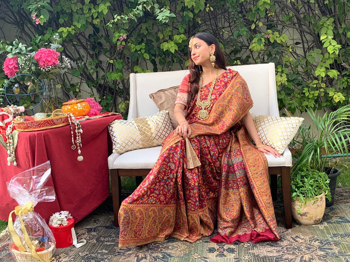 Nayan Silk Saree Red and Yellow Kaani-Inspired Saree With Paisleys and Zari (Pre-Order)